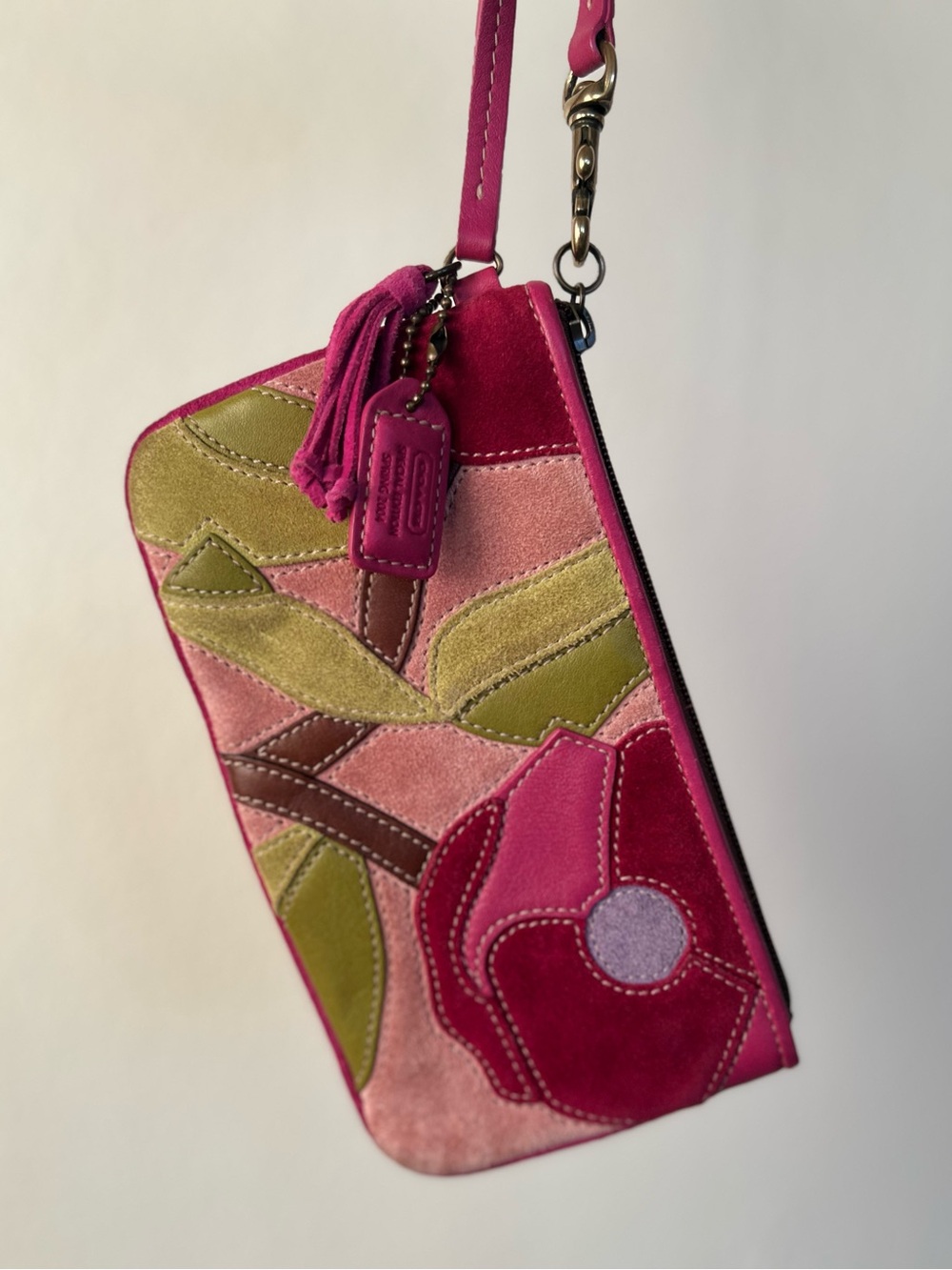 Rare Coach Floral Patchwork Special Edition Suede Wristlet